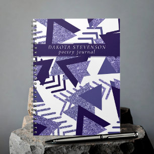 Cool Paarse Passion Abstract Shapes Monogram 90 Notitieboek