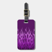 Cool Paarse Racing Flames Pin Stripes Bagagelabel (Voorkant verticaal)