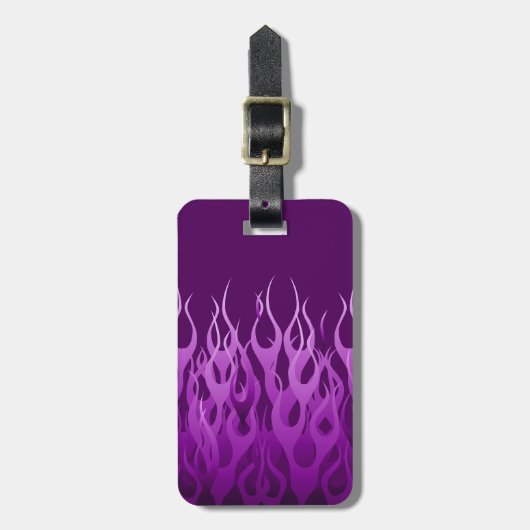 Cool Paarse Racing Flames Pin Stripes Bagagelabel (Voorkant verticaal)