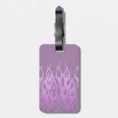 Cool Paarse Racing Flames Pin Stripes Bagagelabel (Achterkant verticaal)