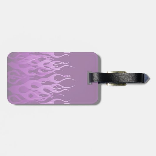 Cool Paarse Racing Flames Pin Stripes Bagagelabel (Achterkant horizontaal)