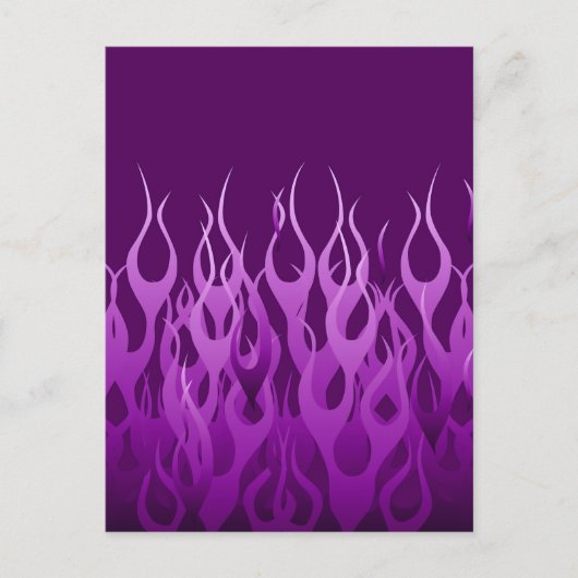 Cool Paarse Racing Flames Pin Stripes Briefkaart (Voorkant)