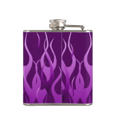 Cool Paarse Racing Flames Pin Stripes Heupfles (Achterkant)