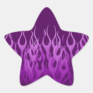 Cool Paarse Racing Flames Pin Stripes Ster Sticker