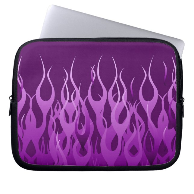 Cool Paarse Racing Flames Stijlvol Laptop Sleeve (Voorkant)