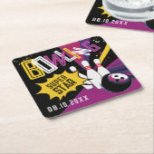 Cool Paarse Roze Gele Strike Bowling Star Pins Kartonnen Onderzetters (Schuin)