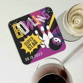 Cool Paarse Roze Gele Strike Bowling Star Pins Kartonnen Onderzetters