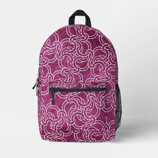 Cool Paarse Roze Keltische Knoop Modern Monogramme Bedrukte Rugzak (Voorkant)