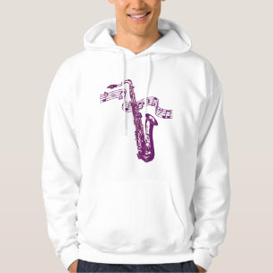 Cool paarse saxofoon en noten -T-shirt Hoodie
