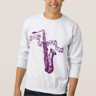 Cool Paarse Saxofoon en noten -T-shirt Trui