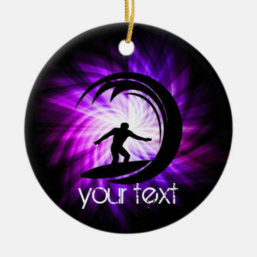 Cool Paarse Surfen Keramisch Ornament (Voorkant)