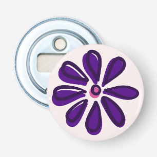 Cool Paarse Violet Flower Doodle Button Flesopener