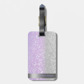Cool Paarse Zilveren Glitter Bokeh Ombre Streep Bagagelabel (Achterkant verticaal)
