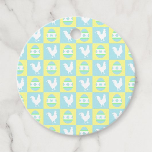 Cool Paas Checkerboard Patroon Haan Eieren Bedankjes Labels (Voorkant)