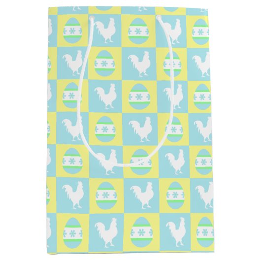 Cool Paas Checkerboard Patroon Haan Eieren Medium Cadeauzakje (Voorkant)