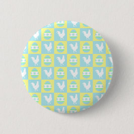 Cool Paas Checkerboard Patroon Haan Eieren Ronde Button 5,7 Cm