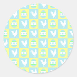 Cool Paas Checkerboard Patroon Haan Eieren Ronde Sticker