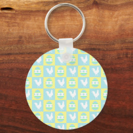 Cool Paas Checkerboard Patroon Haan Eieren Sleutelhanger