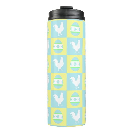 Cool Paas Checkerboard Patroon Haan Eieren Thermosbeker (Voorkant)