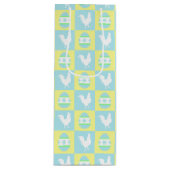Cool Paas Checkerboard Patroon Haan Eieren Wijn Cadeautas (Voorkant)