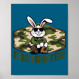 Cool paashaas eier jager camo militair grappig poster