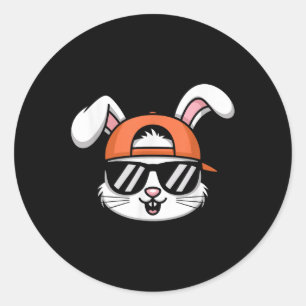 Cool Paashaas met Pet Funny Boys Kinder Ronde Sticker