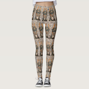 Cool Painted Doberman Pinscher Block Leggings