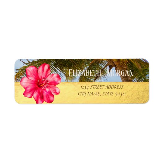 Cool Palm,Hibiscus,Goud Adreslabel Etiket (Voorkant)