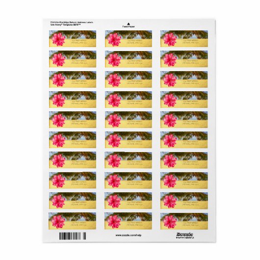 Cool Palm,Hibiskus,Gold Address Label (Full Sheet)