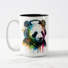 Cool Panda Beer met hoofdtelefoon! Tweekleurige Koffiemok
