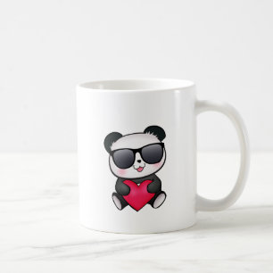 Cool Panda Beer Zonneglazen Valentijnsdag Hartslag Koffiemok