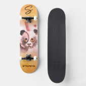 Cool Panda Illustratie Art Monogrammed Persoonlijk Skateboard (Voorkant)