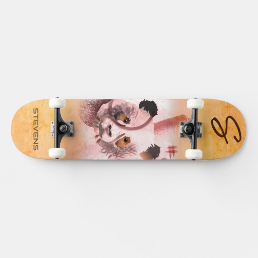 Cool Panda Illustratie Art Monogrammed Persoonlijk Skateboard (Horizontaal)