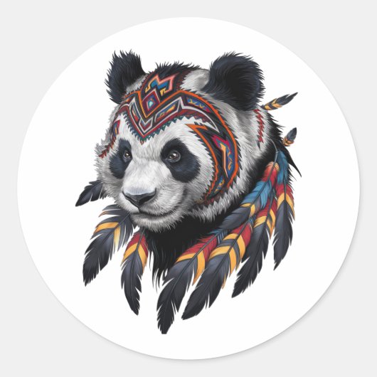 Cool Panda in Tribal Art Ronde Sticker (Voorkant)