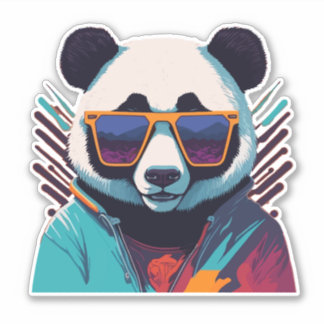 Cool Panda met Retro Vibes Sticker