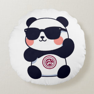 Cool Panda met Zonnebril Rond Kussen