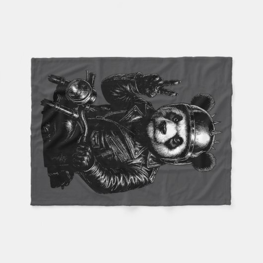 Cool Panda Punk Peace Sign Motorcycle  Fleece Deken (Voorkant (Horizontaal))