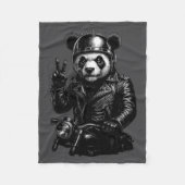Cool Panda Punk Peace Sign Motorcycle Fleece Deken (Voorkant)