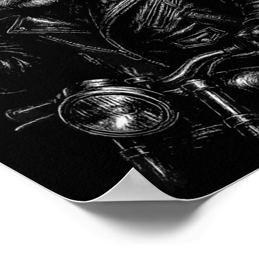 Cool Panda Punk Peace Sign Motorcycle  Poster (Hoek)