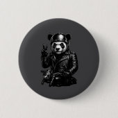 Cool Panda Punk Peace Sign Motorcycle  Ronde Button 5,7 Cm (Voorkant)