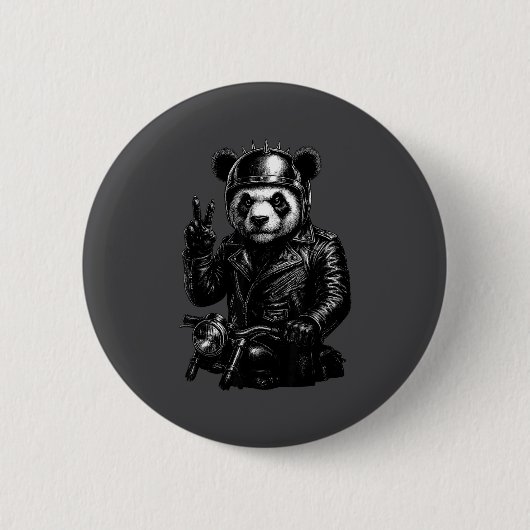 Cool Panda Punk Peace Sign Motorcycle Ronde Button 5,7 Cm (Voorkant)