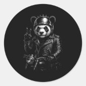 Cool Panda Punk Peace Sign Motorcycle  Ronde Sticker (Voorkant)