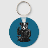 Cool Panda Punk Peace Sign Motorcycle  Sleutelhanger (Voorkant)