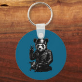 Cool Panda Punk Peace Sign Motorcycle  Sleutelhanger (Voorkant)