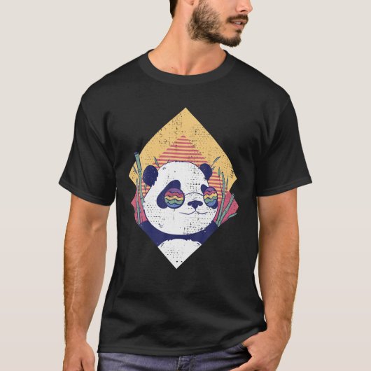 Cool panda - Retro Funny Panda Beer in zonnebril T-shirt (Voorkant)