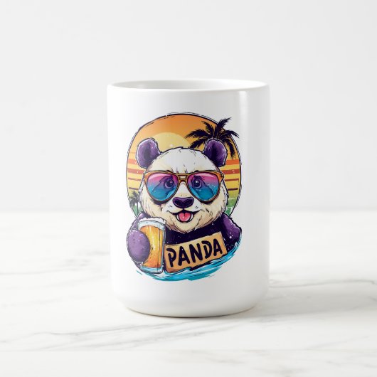 Cool Panda: Retro Zomer & Bier Vibes Koffiemok (Center)