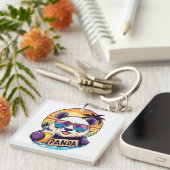 Cool Panda: Retro Zomer & Bier Vibes Sleutelhanger (Voorkant Rechts)