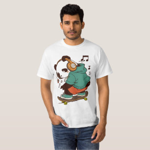 Cool Panda Skater Heren T-Shirt   Leuke Streetwear