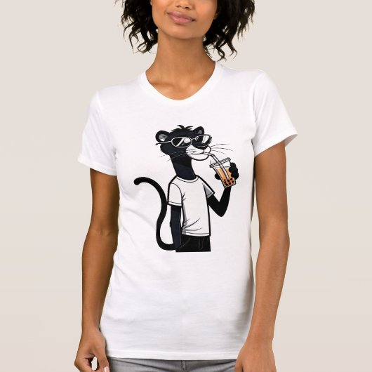 Cool Panther Graphic T-shirt – Funny Bubble Tea Sh (Voorkant)