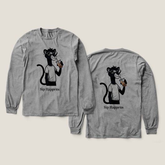 Cool Panther Graphic T-shirt – Funny Bubble Tea Sh (Voorkant /achterkant)